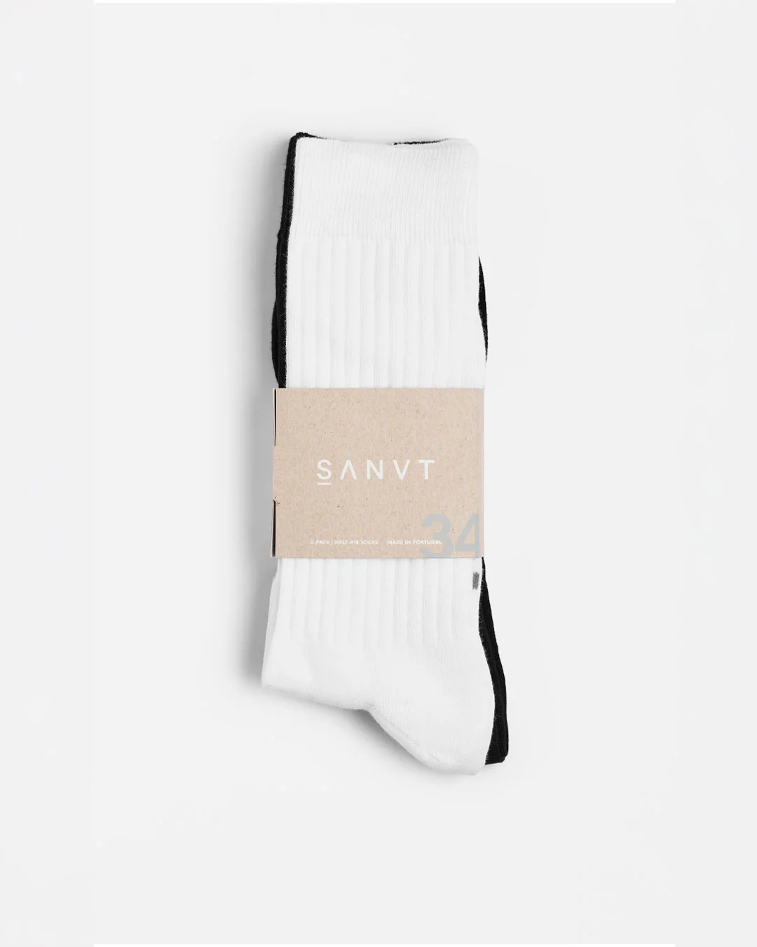 The Half Rib Socks (2 Pack) - Black / White - Image 4