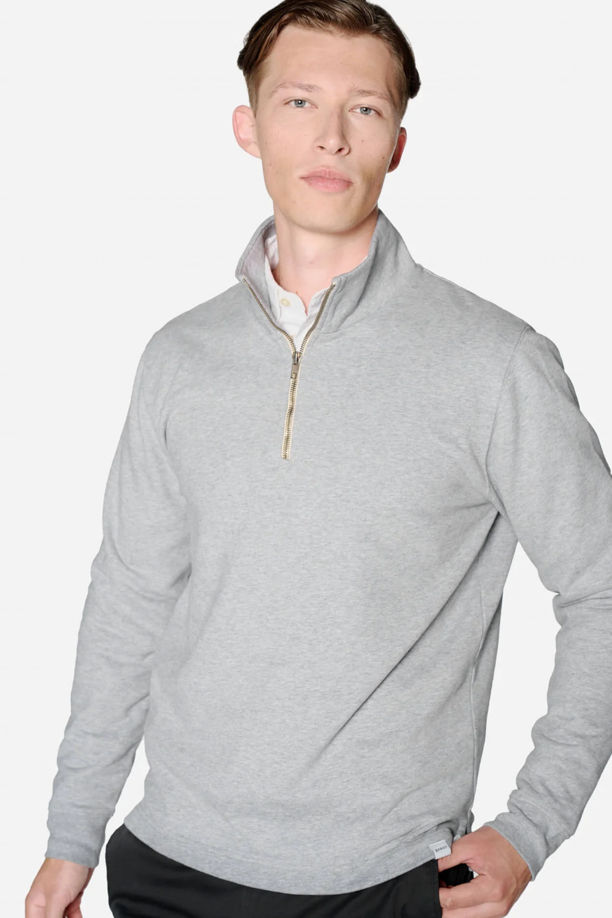 The Half Zip Sweater - Grey Melange - Image 6