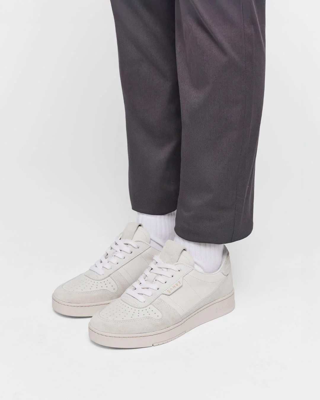 The Unisex Court Sneaker - White Nubuck - Image 3