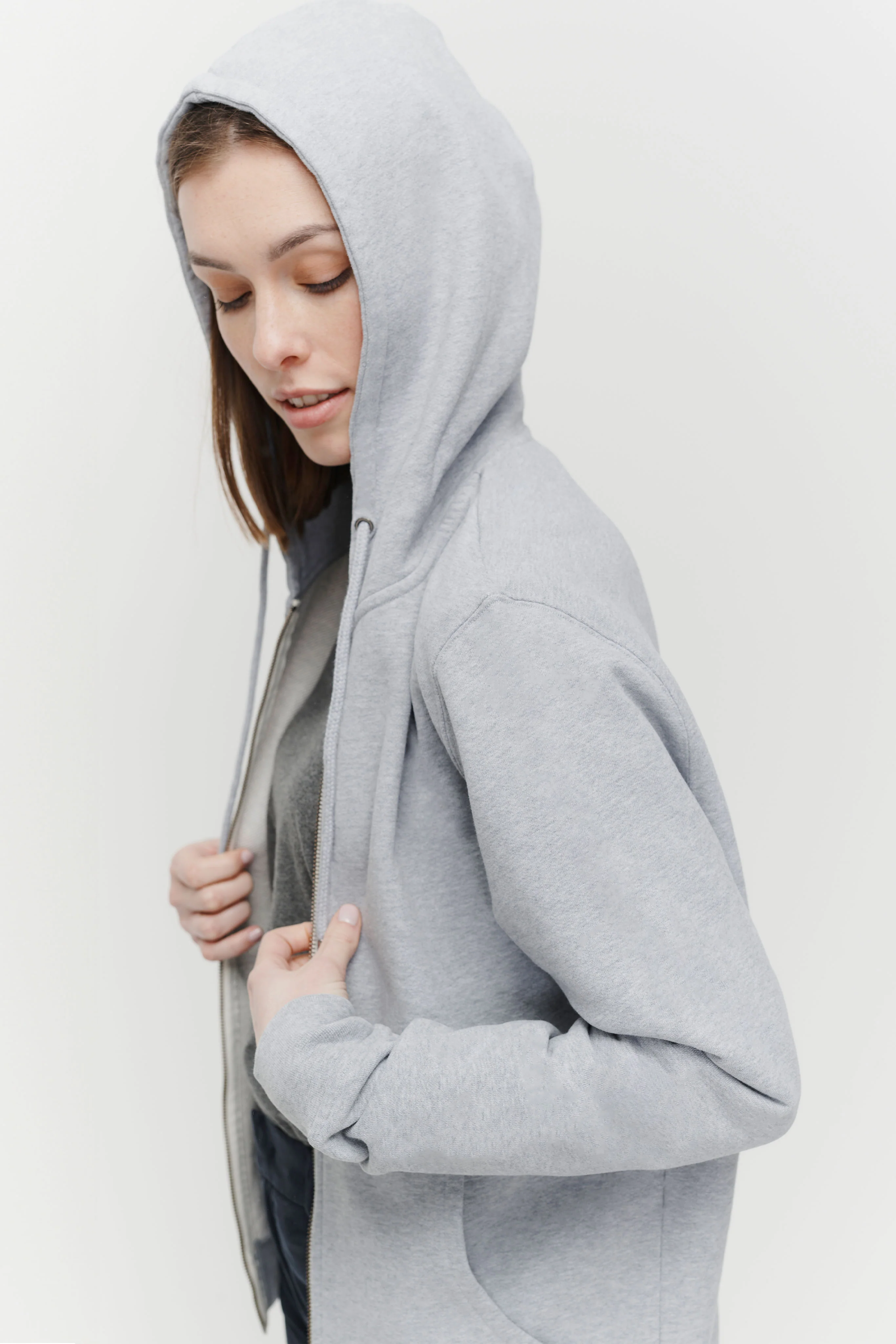 The Unisex Zip Hoodie - Grey Melange - Image 4