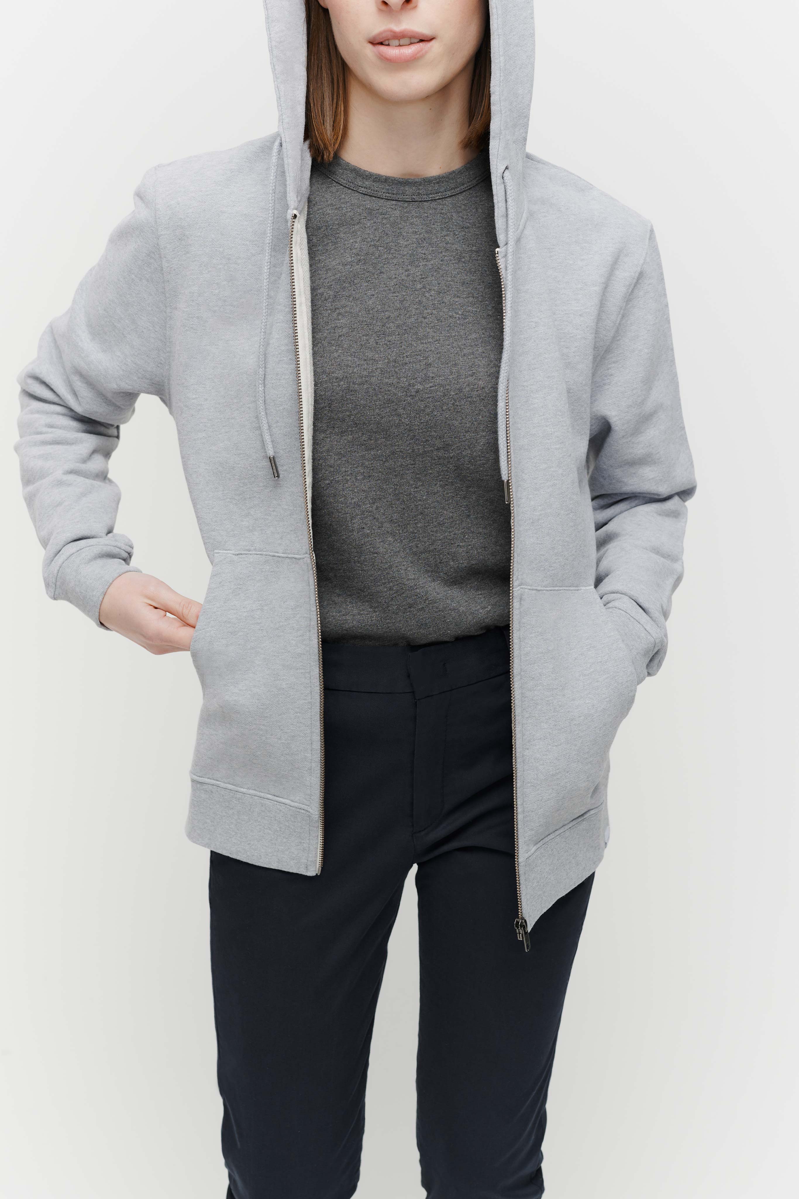 The Unisex Zip Hoodie - Grey Melange - Image 5