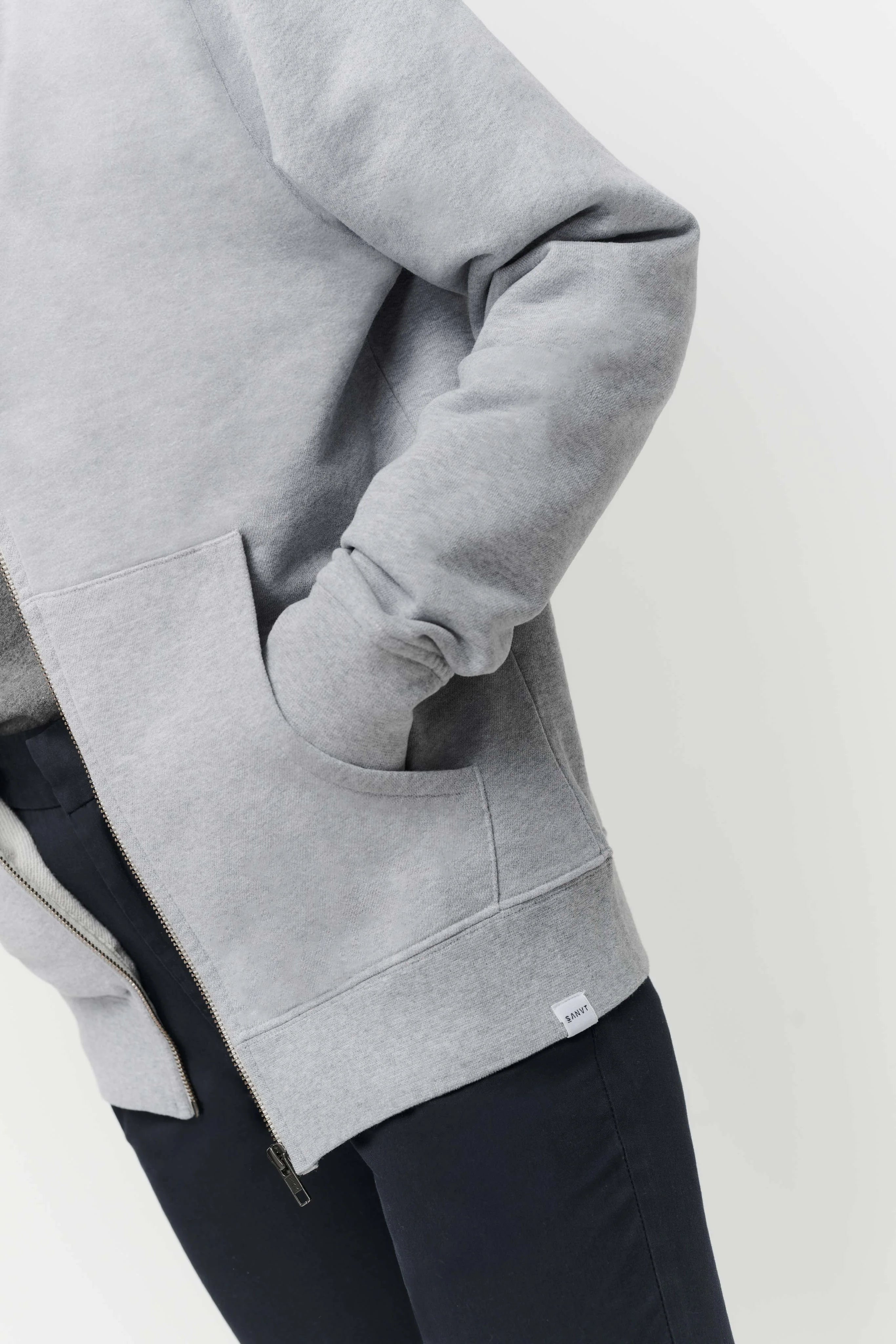 The Unisex Zip Hoodie - Grey Melange - Image 6